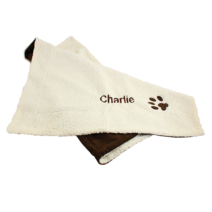 Personalised Luxury Dog Blanket - Dog Paw Print Fleece Blanket