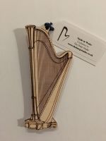 <!-- 003 --> Wooden Harp Ornament - Pedal Harp