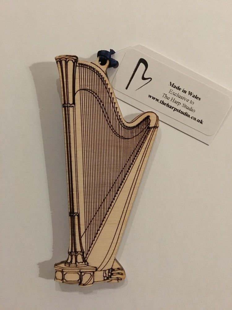 Wooden Harp Ornament - Pedal Harp