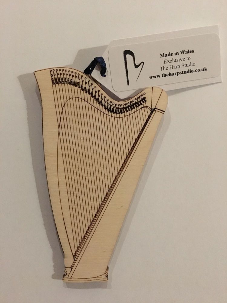 Wooden Harp Ornament - Lever Harp