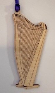  Wooden Harp Ornament - Lever Harp