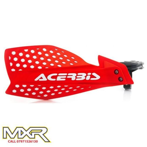 ACERBIS X-ULTIMATE RED WHITE HAND GUARDS WITH UNIVERSAL MOUNTING KIT MOTOCR