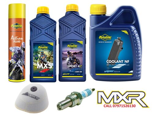 KTM SX 250 23-26 SERVICE KIT OILS MX5 15W-50 AIR FILTER + SPRAY PLUG COOLAN