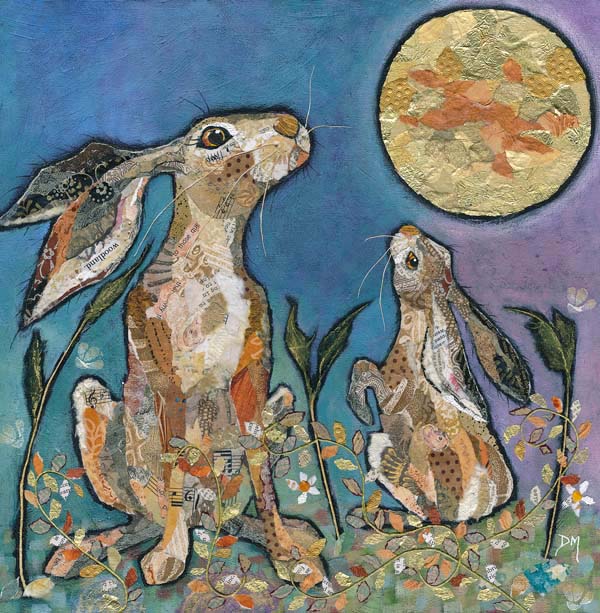 Moongazing Hares Art Print