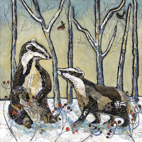 Badgers in Winter  - Large Print