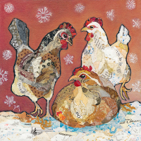 Three French Hens - Medium Print