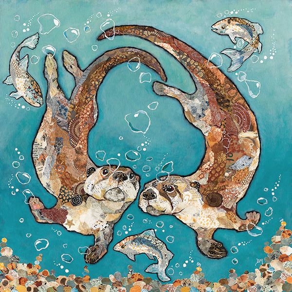 Otters Swimming Art Print