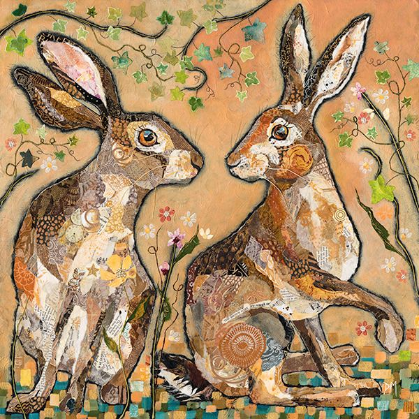 Two Hares Collage Art Print