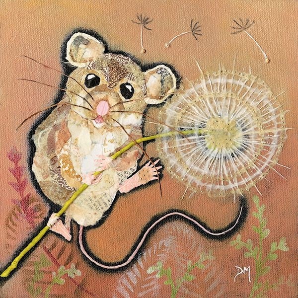 Mouse and Dandelion Small Art Print
