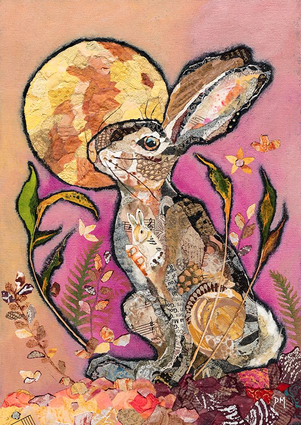 Hare & Golden Moon Art Print 