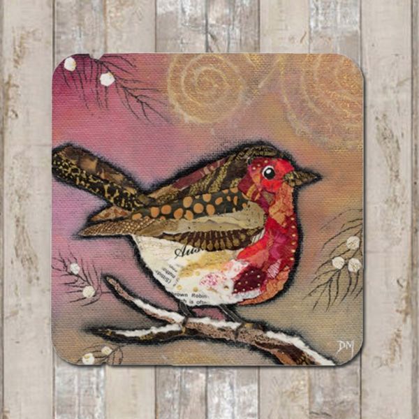 Robin on Blush Coaster Tablemat Placemat