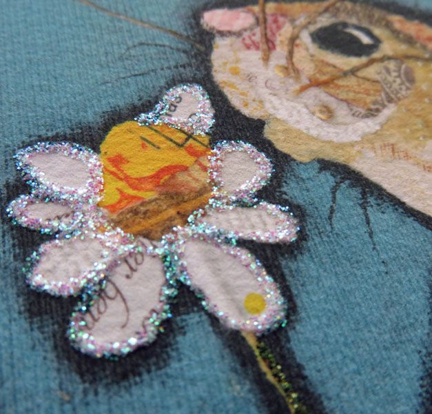 Ah..Lovely - mouse and flower Embellished Print