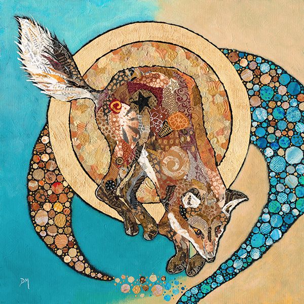 Fox & Golden Moon- Embellished Print