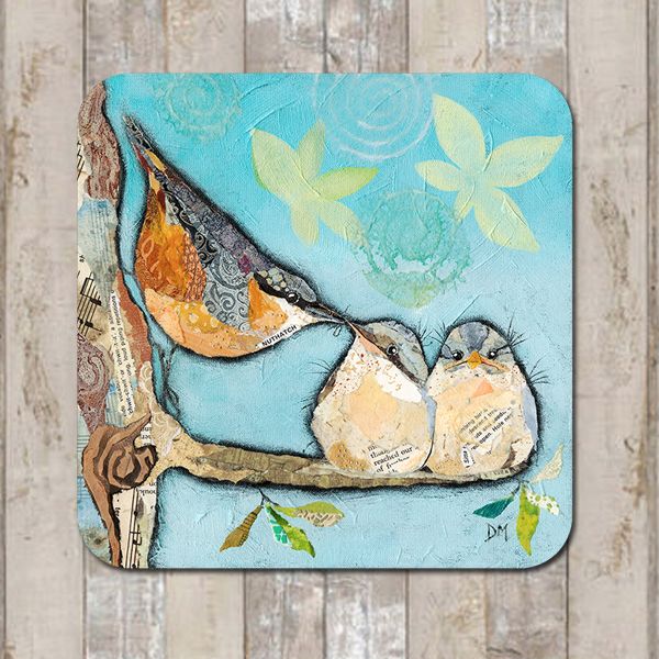 Nuthatch and Chicks Coaster Tablemat Placemat