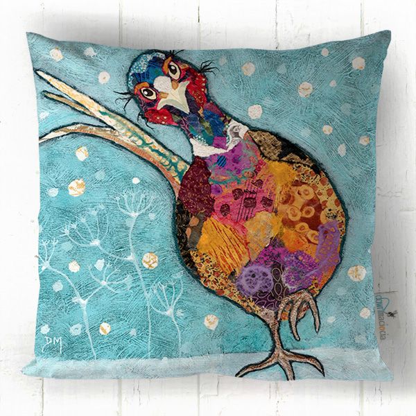 Pheasant in Snow Printed Art Cushion
