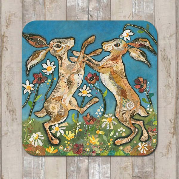 Boxing Hares Coaster Tablemat Placemat