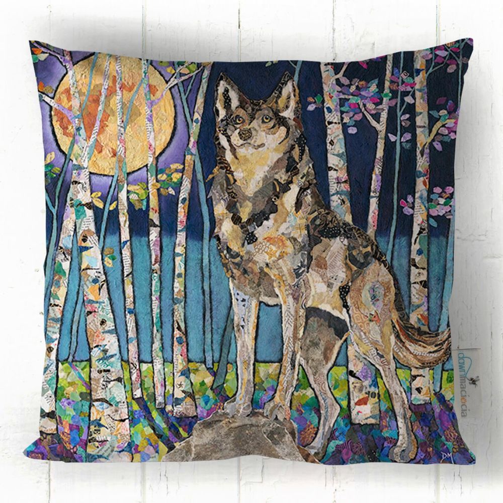 Moon Guardian Wolf - Cushion Purple Blue