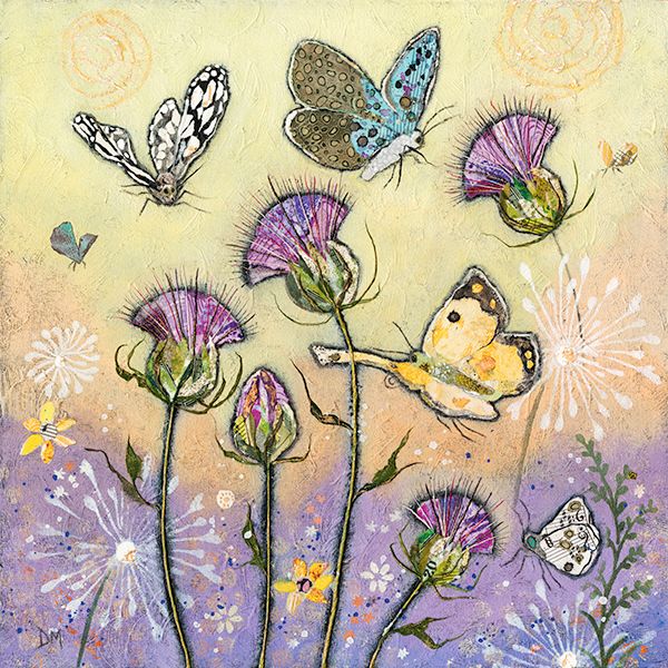 Butterflies and Thistle  - Large Art Print