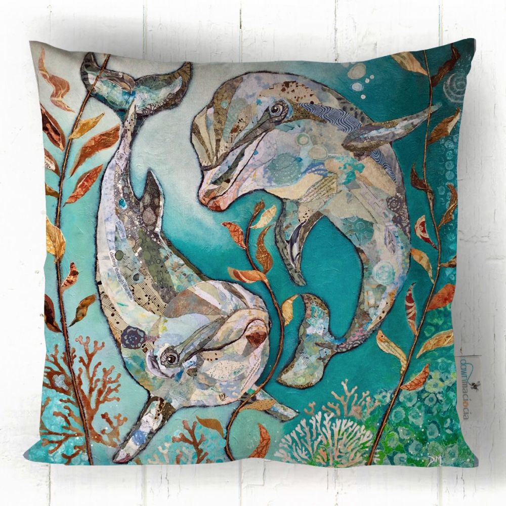 Two Dolphin Friends Art Cushion