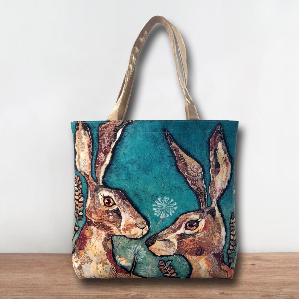 Hare Teal Tote Shopper Bag