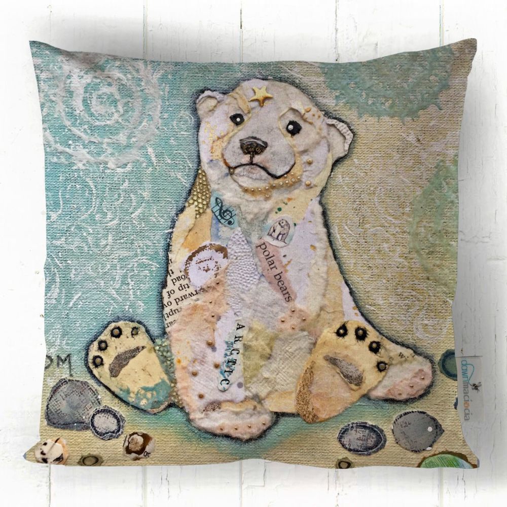 Polar Bear Cub - Cushion Torn Paper Design