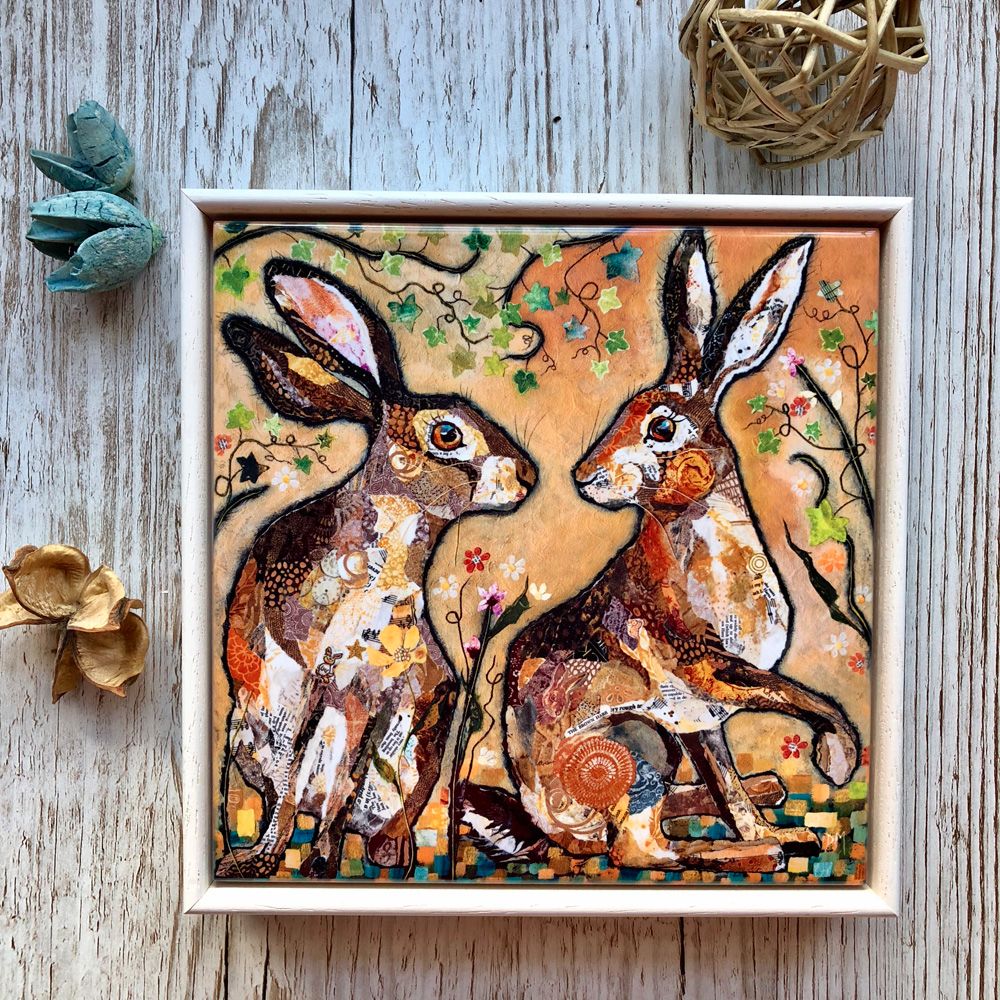 Hare Decorative Art Tile Framed
