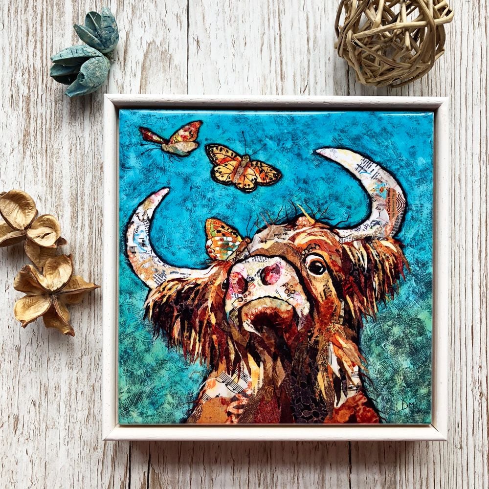 Highland Cow Framed Ceramic Art Tile