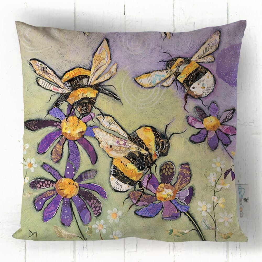 Humble Bumbles - Bumble Bee Sofa Cushion - Green, Purple & Yellow