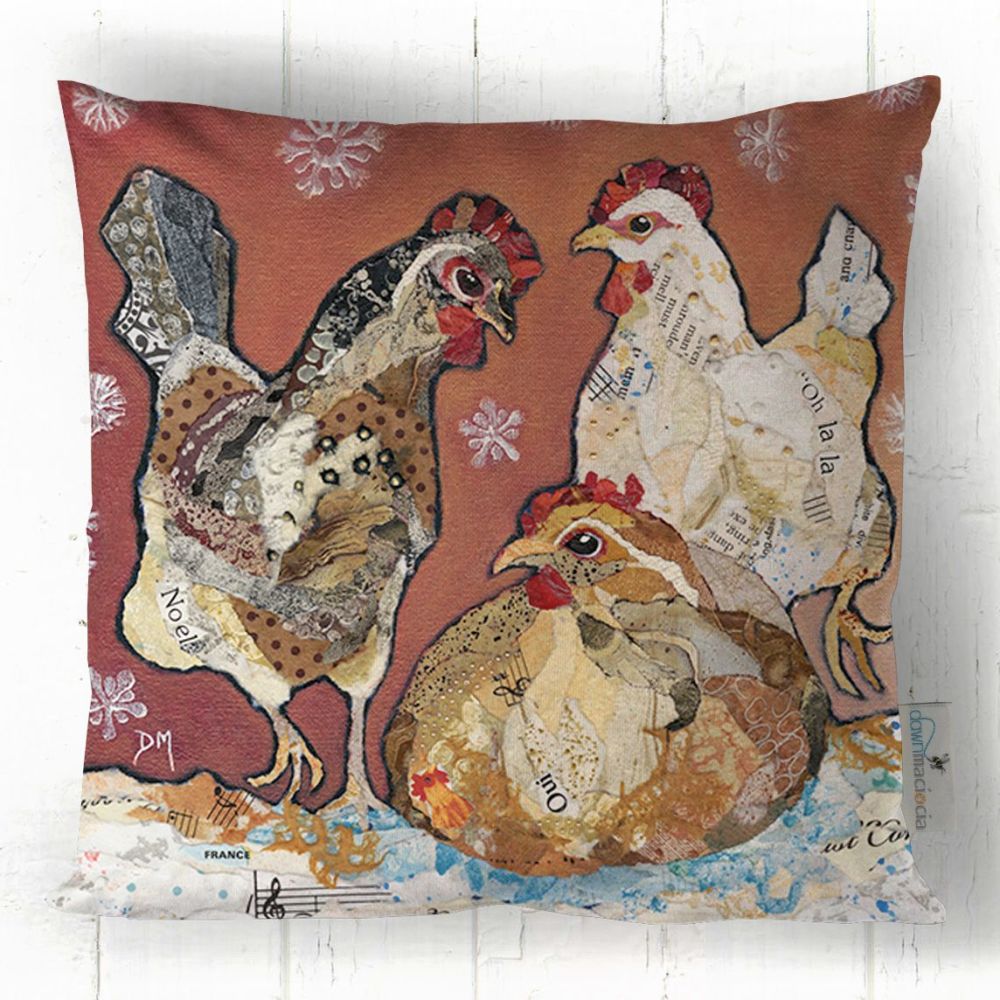 Three French Hens - Cushion