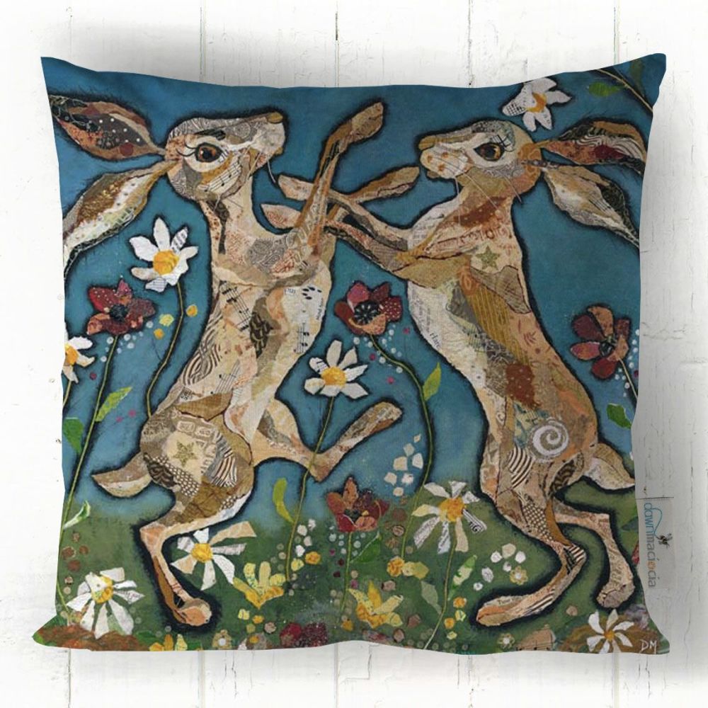 Hare Waltz - Boxing Hares Cushion