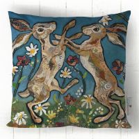 Hare Waltz - Boxing Hares Cushion