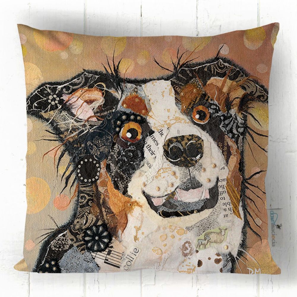 tri-Colour Border Collie Dog  Cushion