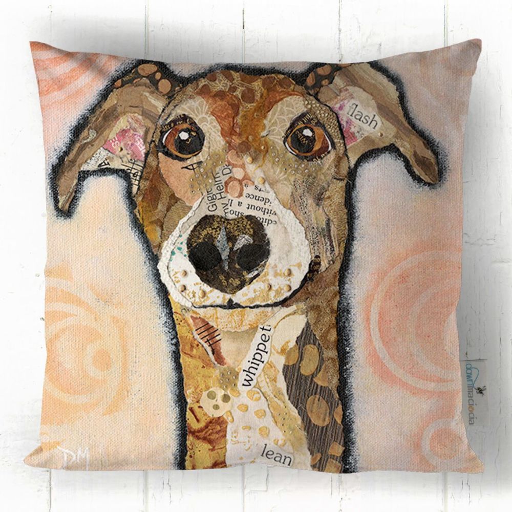 Whippet Hound Dog Art Cushion