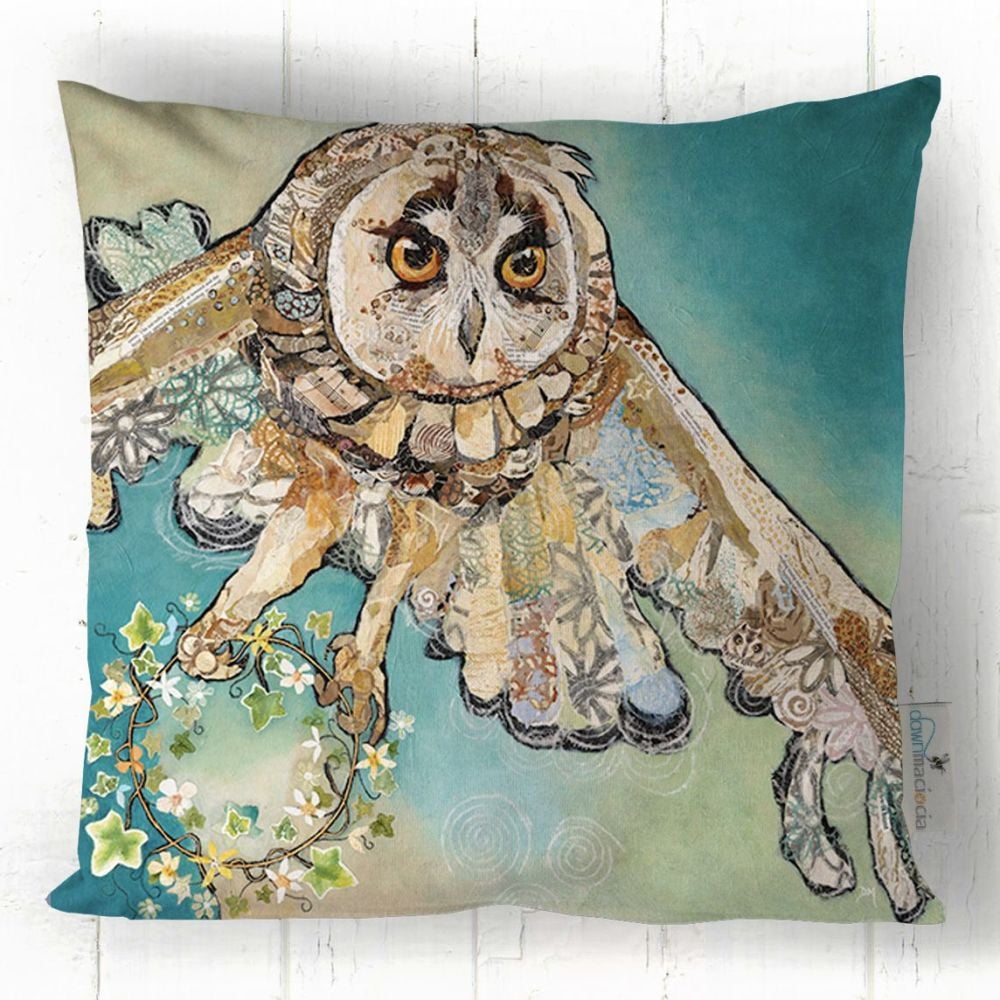 Flying Barn Owl Printed Art Cushion