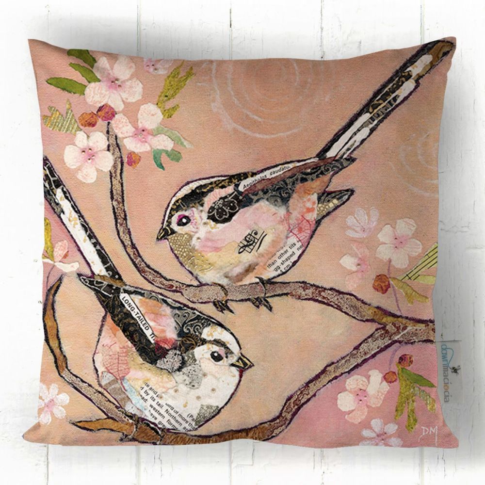 Two Long-tailed Tits Printed Art Cushion