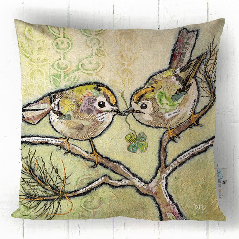 Two Goldcrest Birds Art Cushion