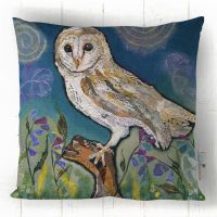Barn Owl- Cushion Blue Green White