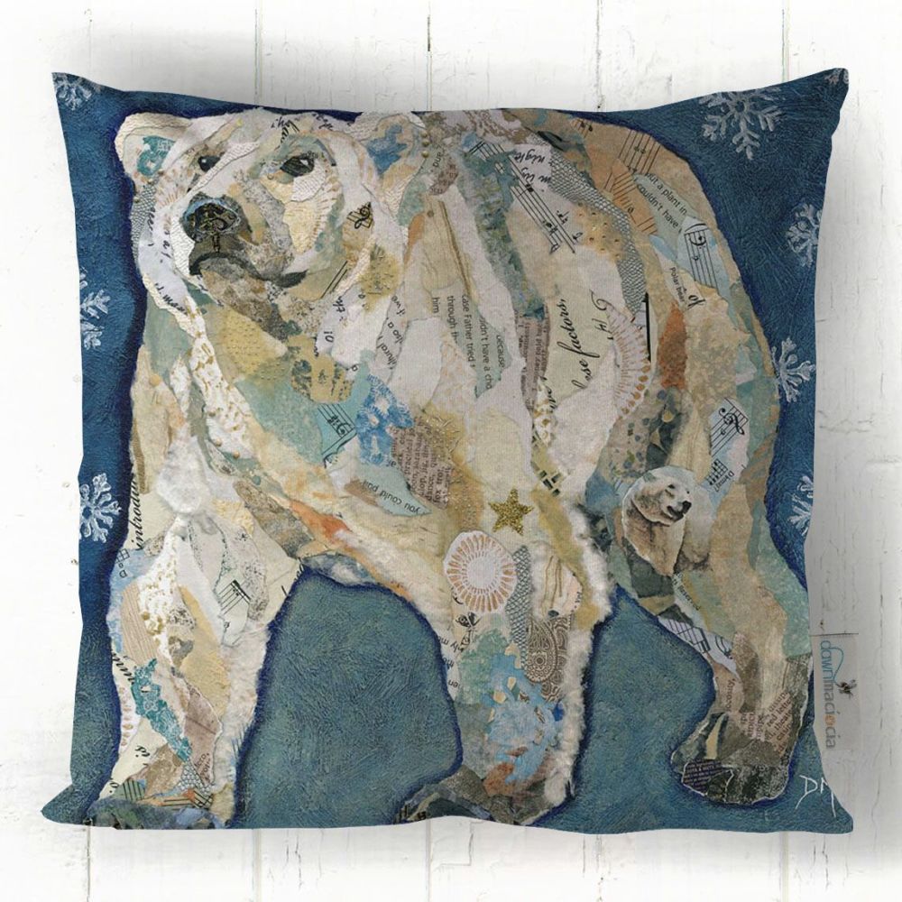 Polar Bear Torn Paper Art Cushion