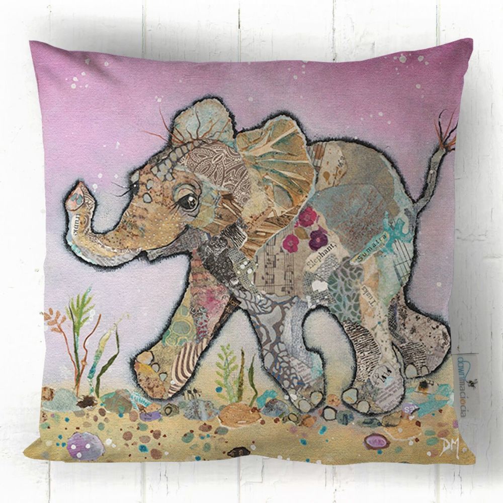 Baby Elephant Running Art Cushion