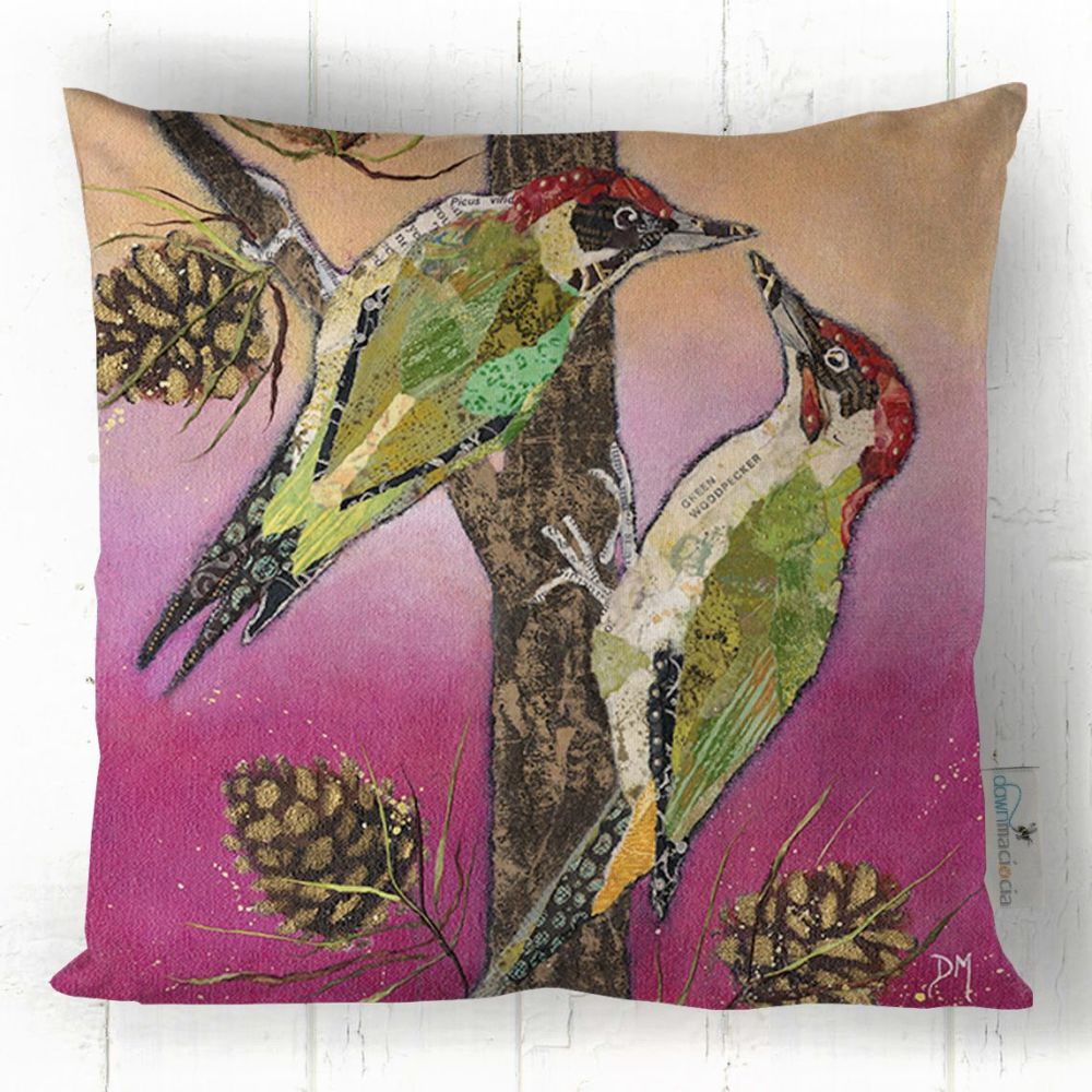Two Woodpeckers Printed Cushion