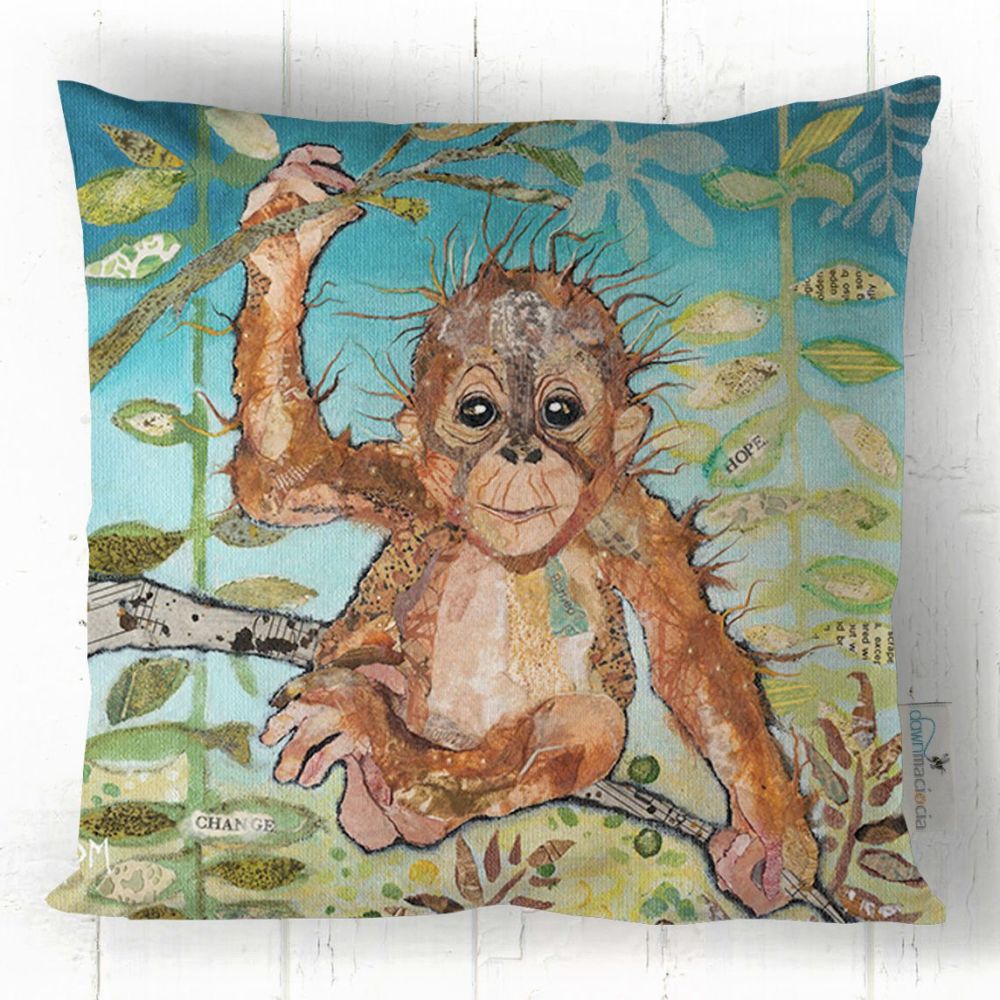 Baby Orangutan Printed Art Cushion