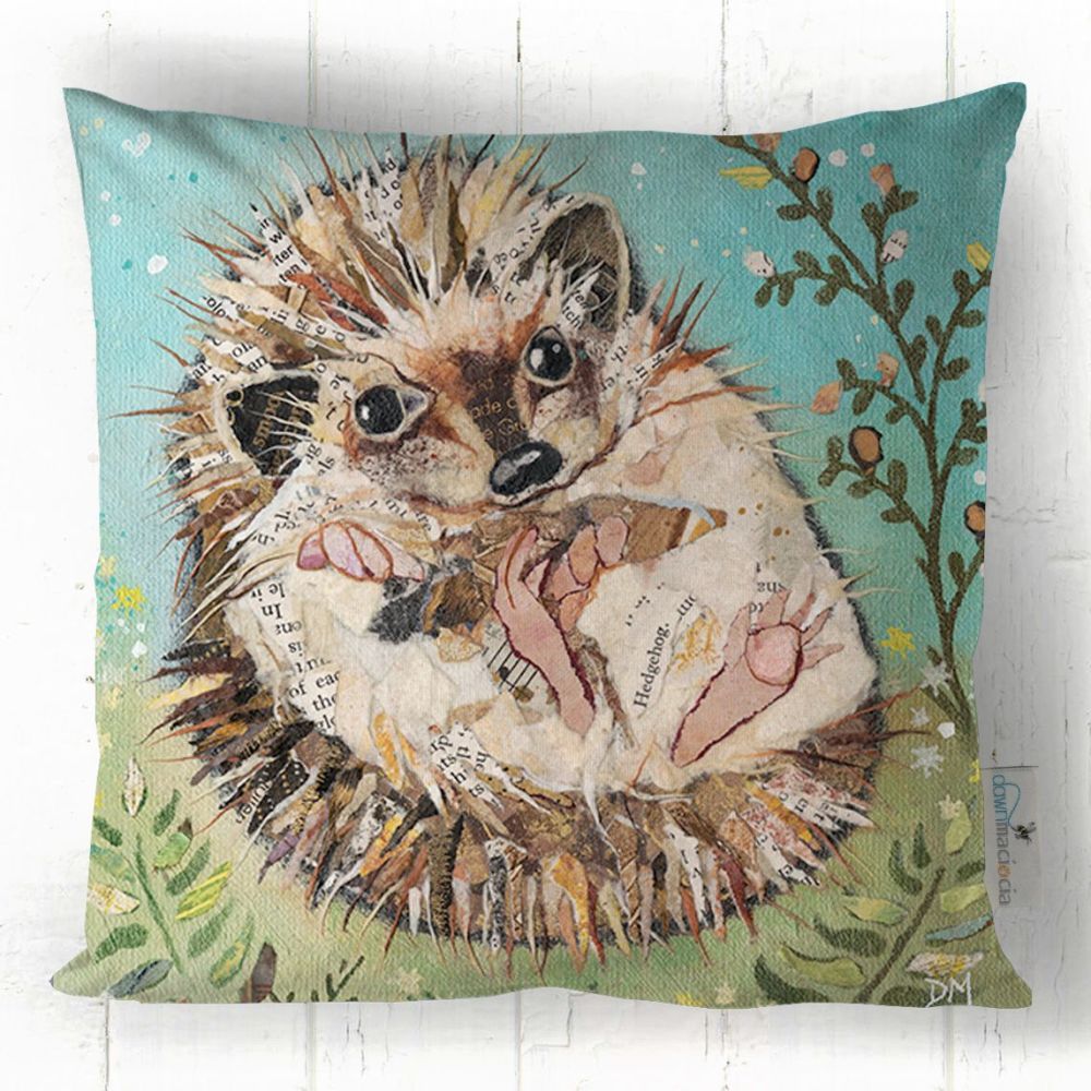 Fern - Hedgehog Cushion-  Green Teal & Brown