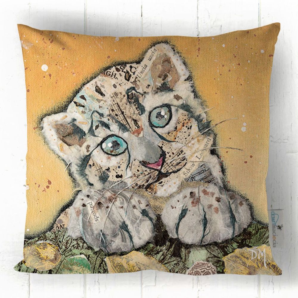 Snow Leopard Cub Printed Cushion