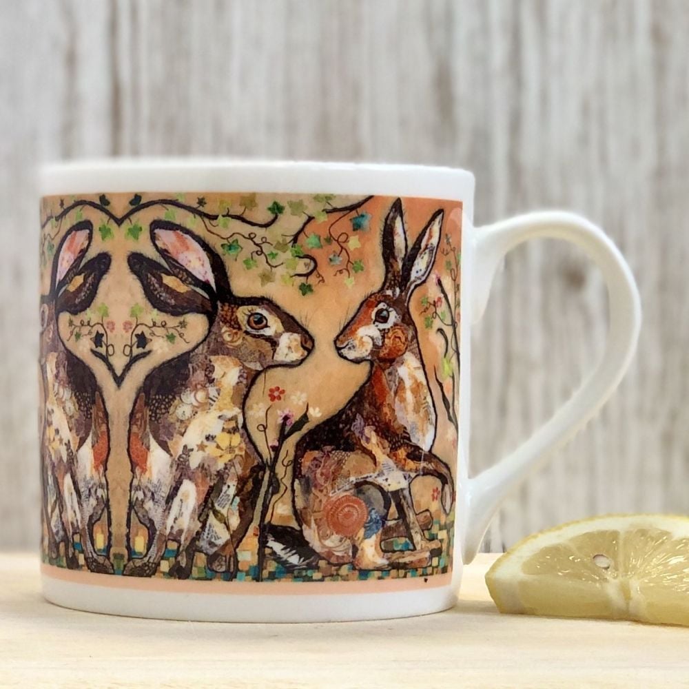 Two Hare's Looking Mug - Fine Bone China