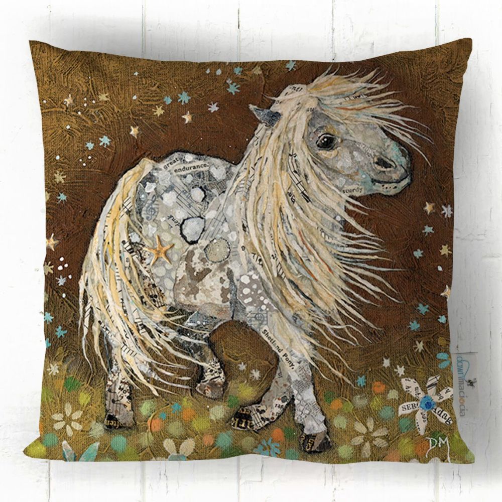 Stardust Shetland Pony Cushion - Brown - Faux-Suede