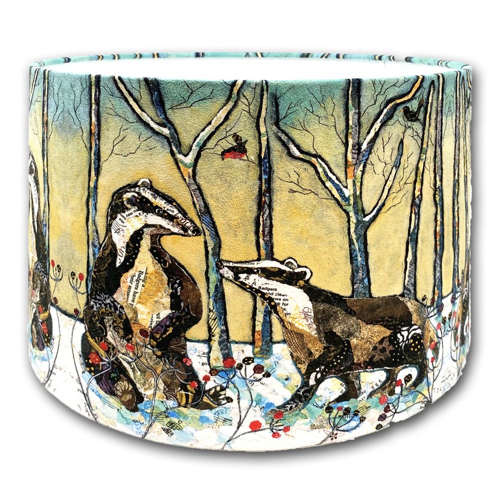 Badgers in Winter - Lampshade