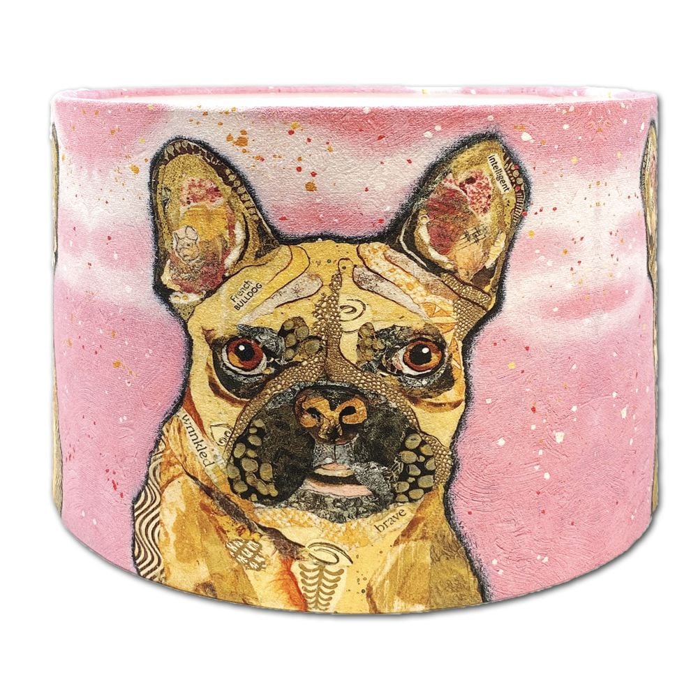 French Bulldog lampshade with pink background