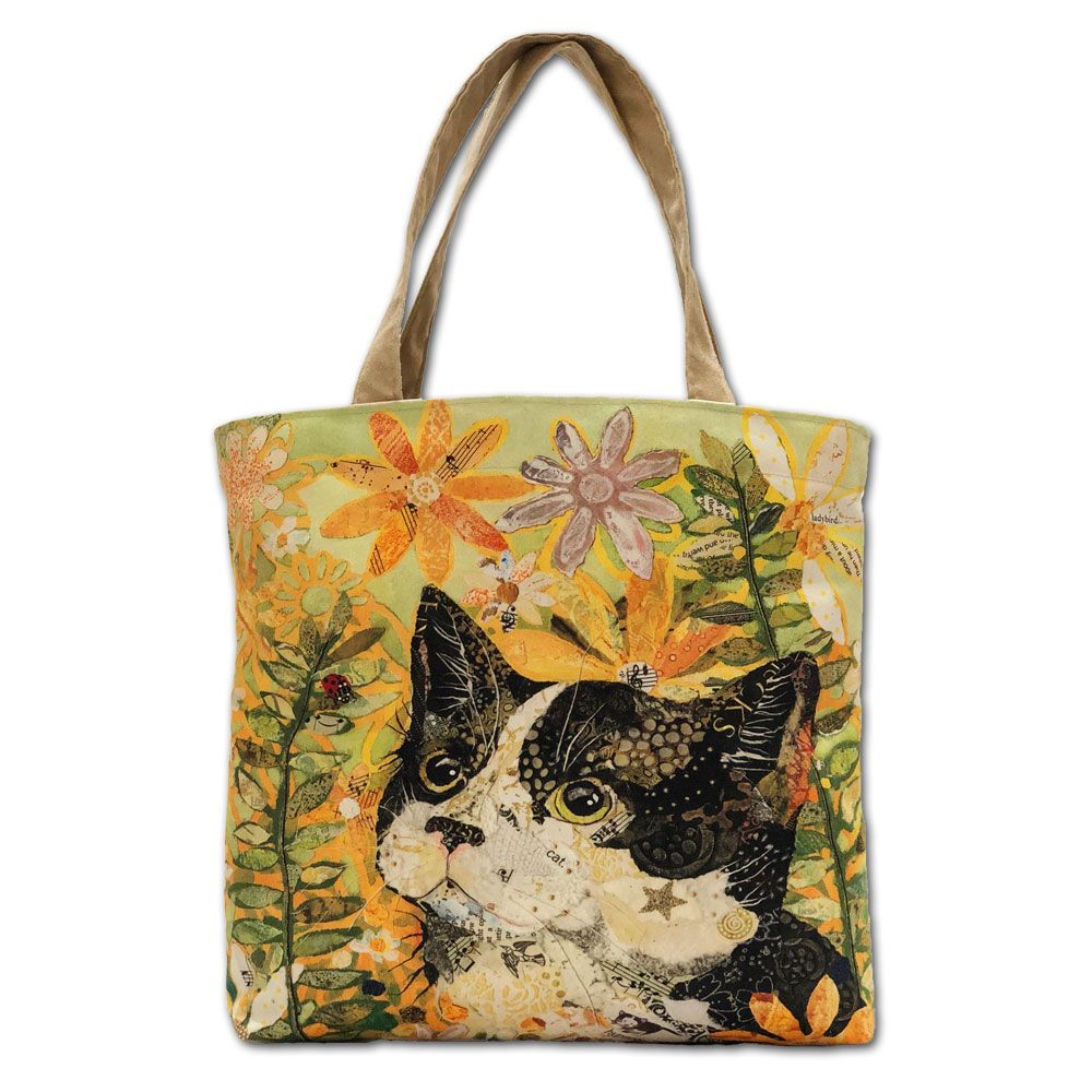 Cat, Flowers &  Ladybird Tote Bag