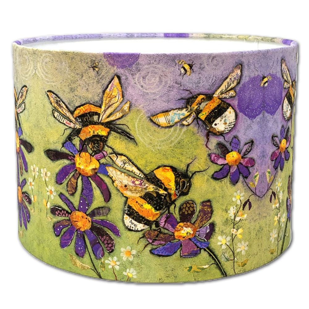 Bumble Bee and Flowers - Drum Lampshade
