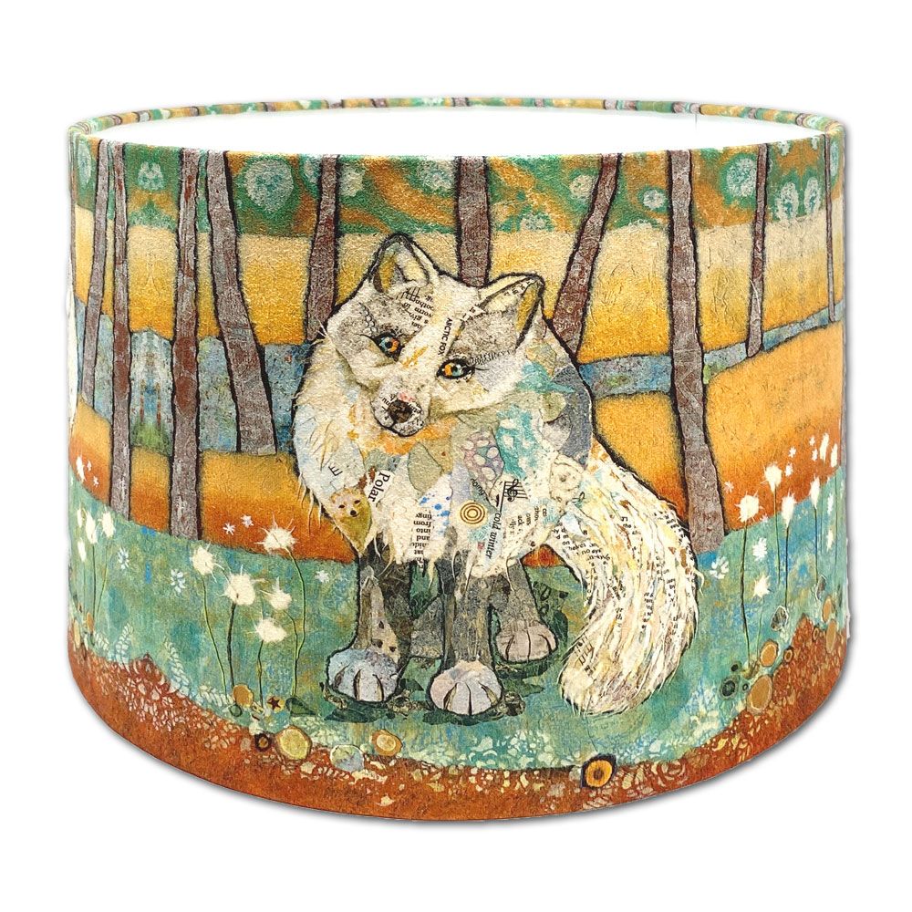 Arctic Fox -  Handmade Drum Lampshade